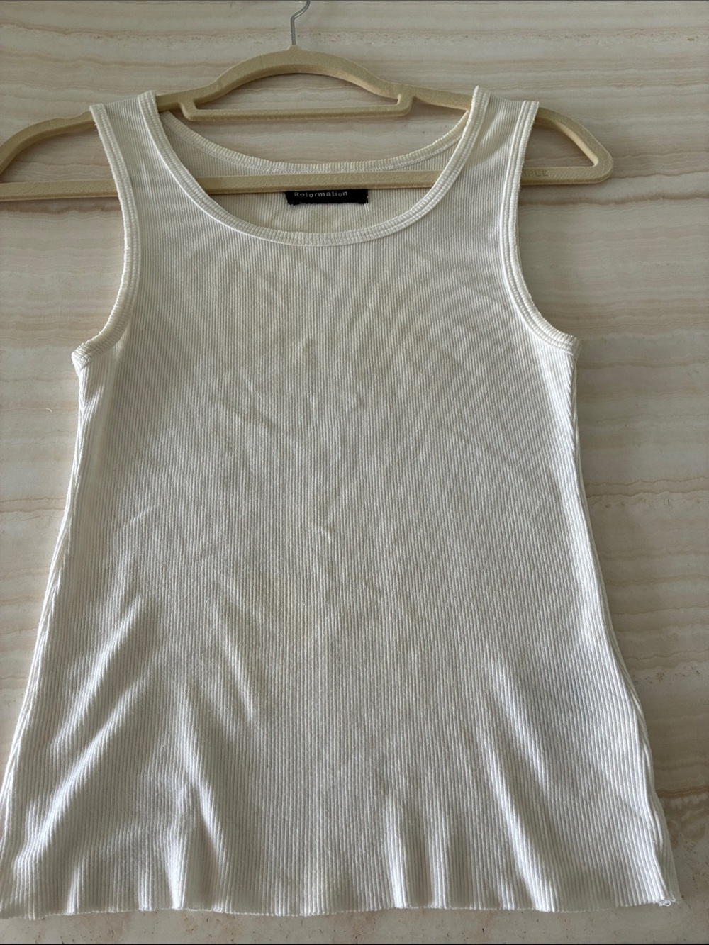 Reformation Off-White Ribbed Scoop Tank